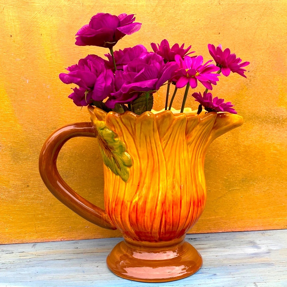 Maxcera Terrra Cotta Sunflower Pitcher